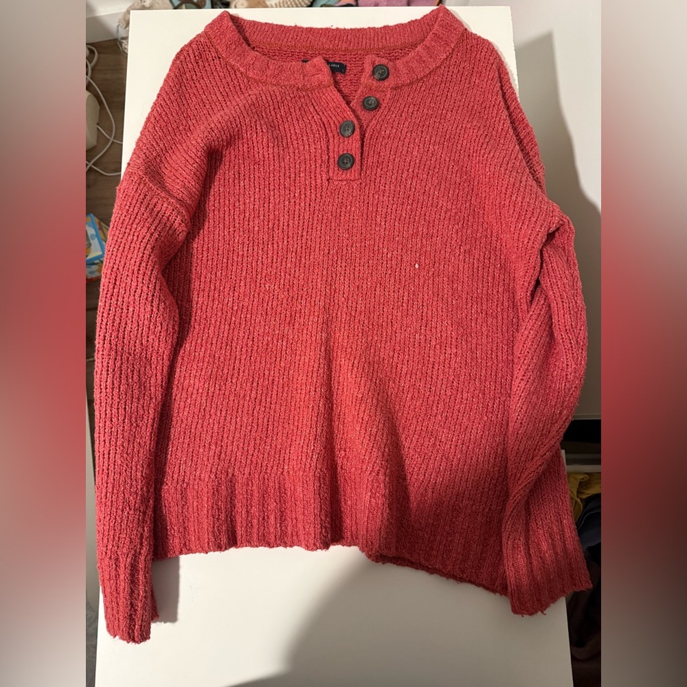 American Eagle Outfitters Henley Pink Sweater